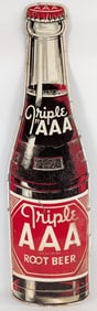 Large Vintage SST Triple AAA Root Beer Die-Cut Bottle Sign
