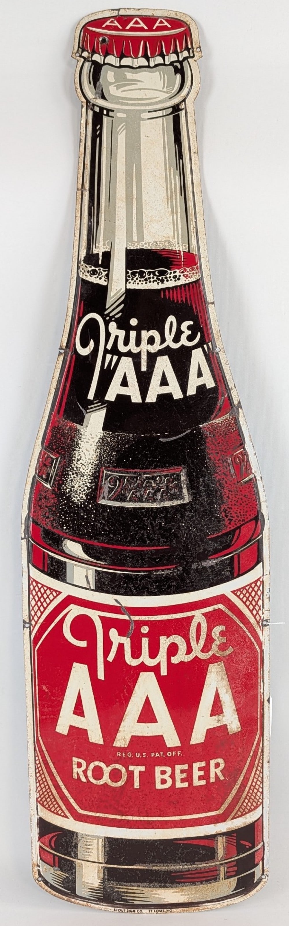 Large Vintage SST Triple AAA Root Beer Die-Cut Bottle Sign (1 of 6)