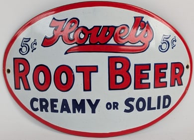 Vintage SSP Howel's Root Beer Curved Advertising Sign