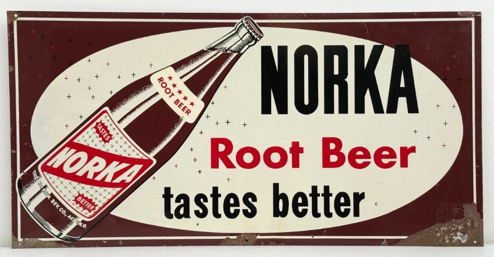 Vintage SST Norka Root Beer Advertising Sign w/ Bottle Graphic (1 of 7)