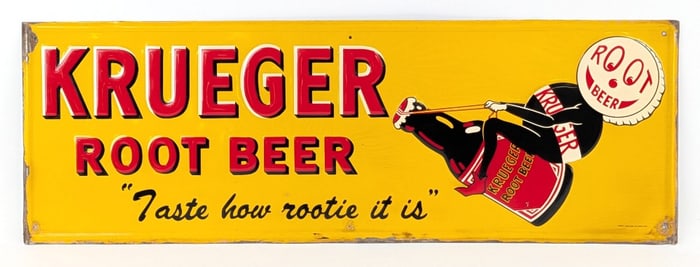 SST Krueger Root Beer Embossed Advertising Sign w/ Graphic