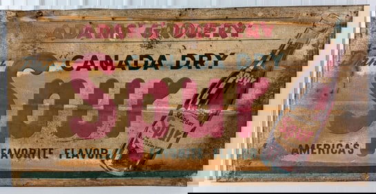 6ft Vintage SST Spur Soda Adams Grocery Embossed Advertising Sign