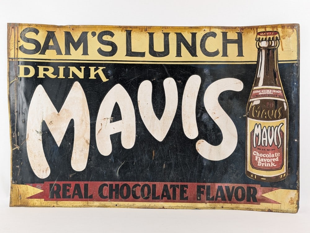 Nearly 4ft Vintage SST Mavis Chocolate Drink Soda Advertising Sign / Sam's Lunch (1 of 7)