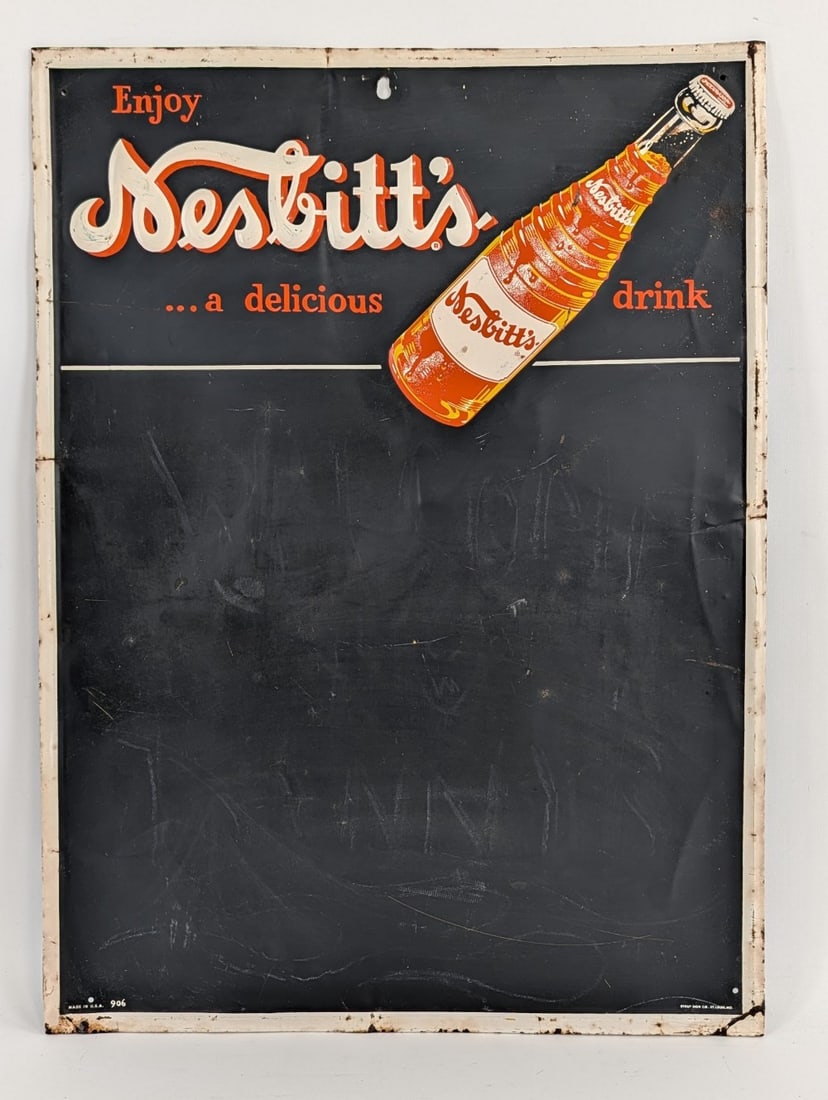 Vintage SST Nesbitts Orange Soda Embossed Chalkboard Sign (1 of 6)