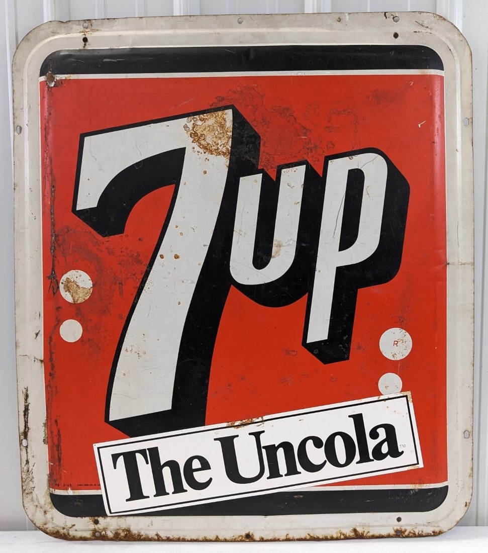 3ft Vintage SST 7up Soda Embossed Advertising Sign (1 of 7)