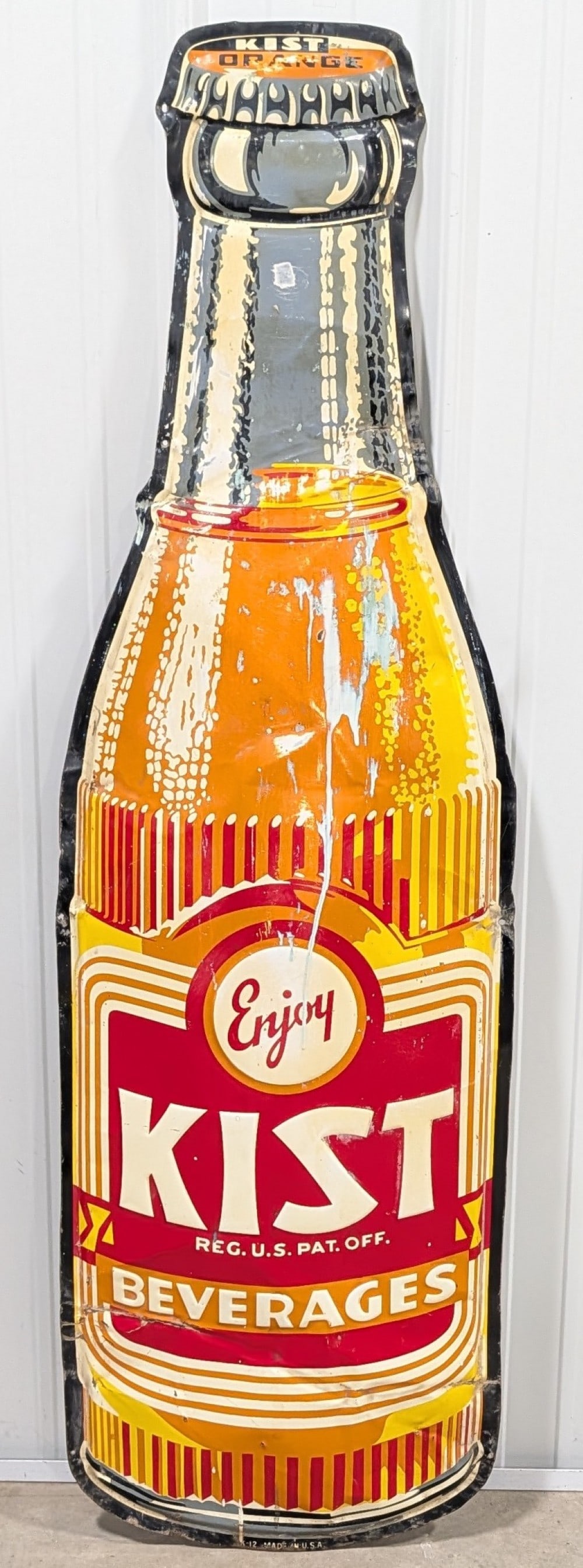 4-1/2ft Vintage SST Kist Orange Soda Bottle Embossed Advertising Sign (1 of 7)
