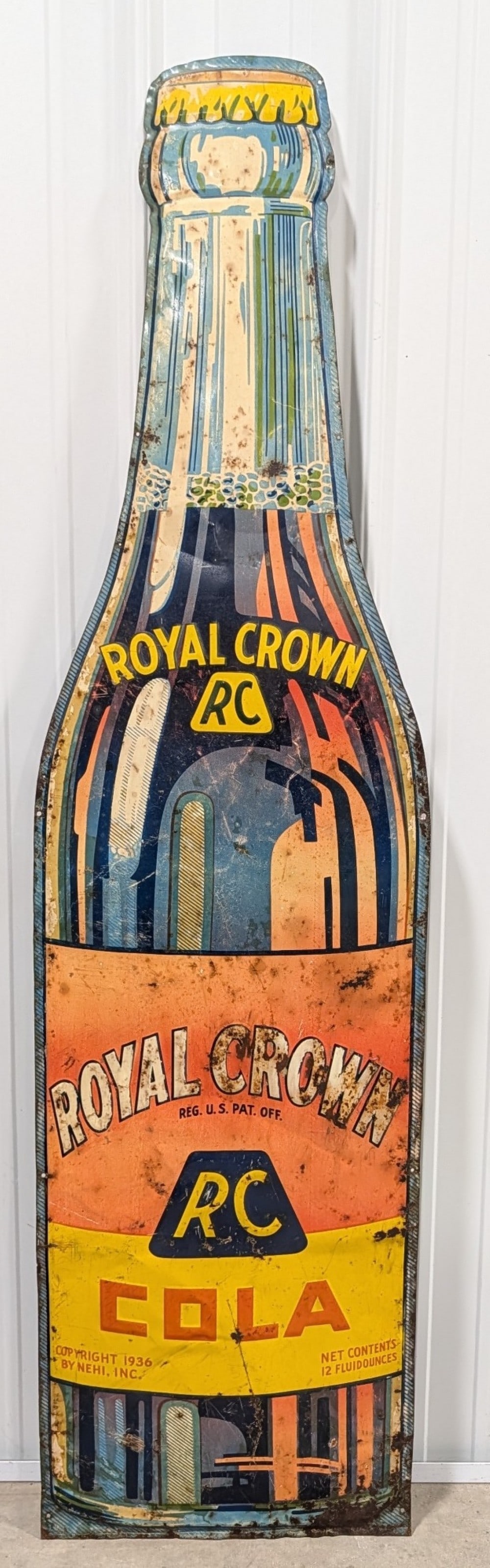 59in Vintage SST Royal Crown Cola RC Soda Bottle Embossed Advertising Sign (1 of 6)