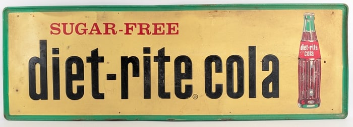4-1/2ft Vintage SST Diet-Rite Cola Embossed Sign w/ Soda Bottle Graphic