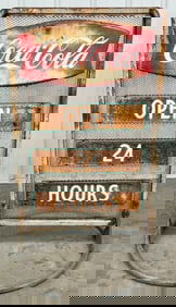 Vintage 2-Sided Coca-Cola Fishtail Curb Sign / Sidewalk Sign / Soda