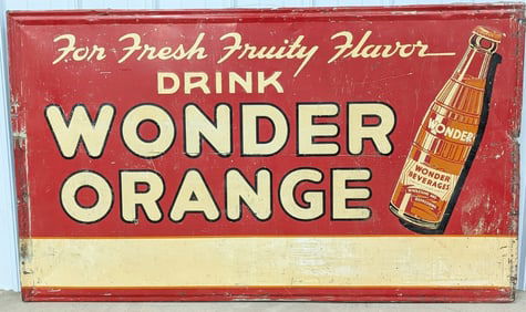 Large Vintage SST Wonder Orange Soda Embossed Sign