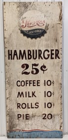 6ft Early SSW Pepsi-Cola Menu Sign / Hamburger 25?