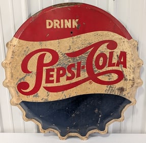 Vintage SST Pepsi-Cola Embossed Bottle Cap Sign
