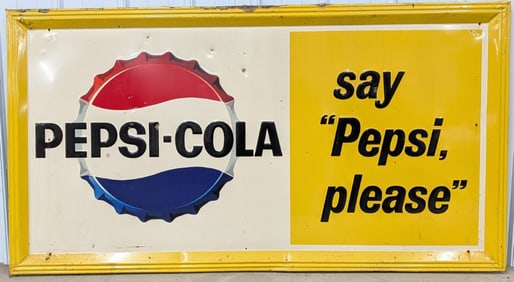 5-1/2ft Vintage SST Pepsi-Cola Embossed Sign