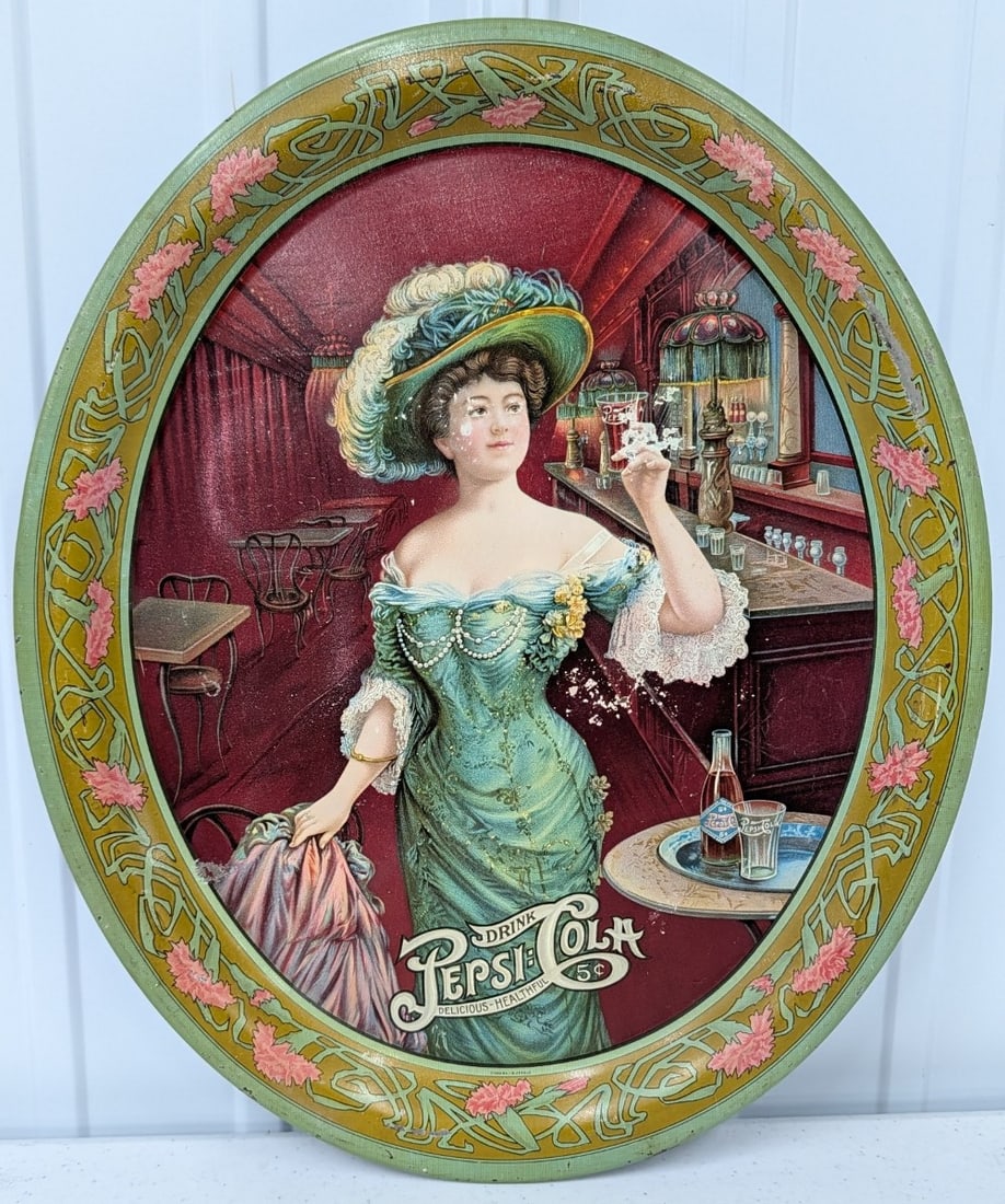 Original Early 1900s Pepsi-Cola Serving Tray: Hard to find original early 1900s Pepsi-Cola Serving tray. Appears to be in good condition with some paint loss, scratches, and wear from use and age. It is marked "Niagara Buffalo" it measures
