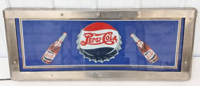 Over 3ft Custom Vintage Pepsi-Cola Lighted Sign