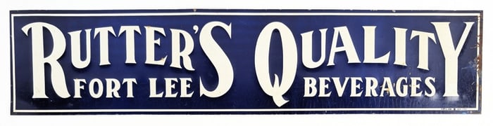 Vintage SST Rutter's Quality Fort Lee Beverages Embossed Sign