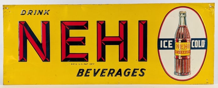SST Nehi Beverages Embossed Advertising Sign / Bottle Graphic