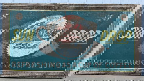 Large Sun Drop Gold-en Cola Embossed Advertising Sign