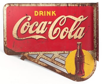 Vintage Drink Coca-Cola Metal Flange Advertising Sign