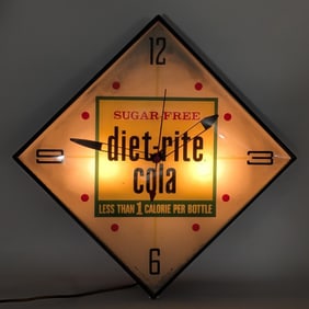 Vintage Diet-Rite Cola Lighted Advertising PAM Clock