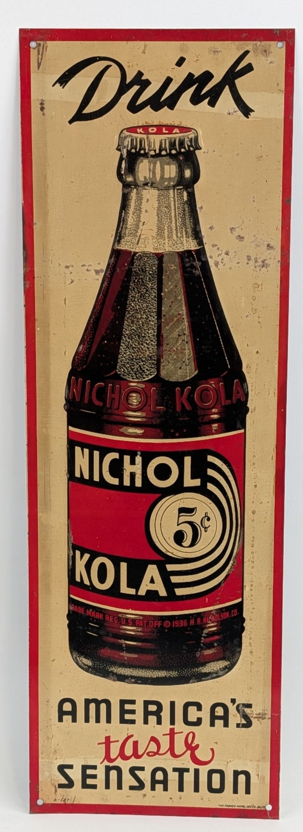 Vintage SST Nichol Kola Advertising Sign w/ Graphic (1 of 6)