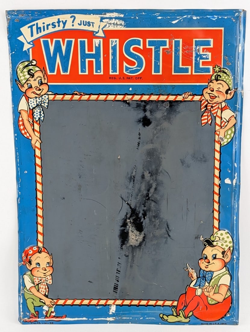 Vintage SST Whistle Chalkboard Embossed Advertising Sign (1 of 6)