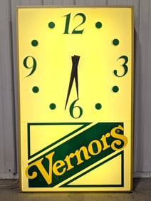 4ft Vintage Vernors Ginger Ale Embossed Plastic Lighted Clock
