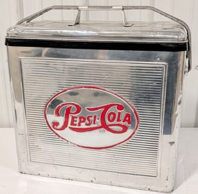 Vintage Pepsi-Cola Embossed Aluminum Promotional Cooler