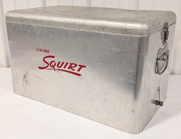 Vintage Cronstroms MFG Aluminum Squirt Soda Promotional Cooler w/ Tray