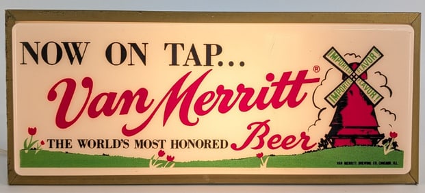 Vintage Van Merritt Beer Lighted Countertop Sign