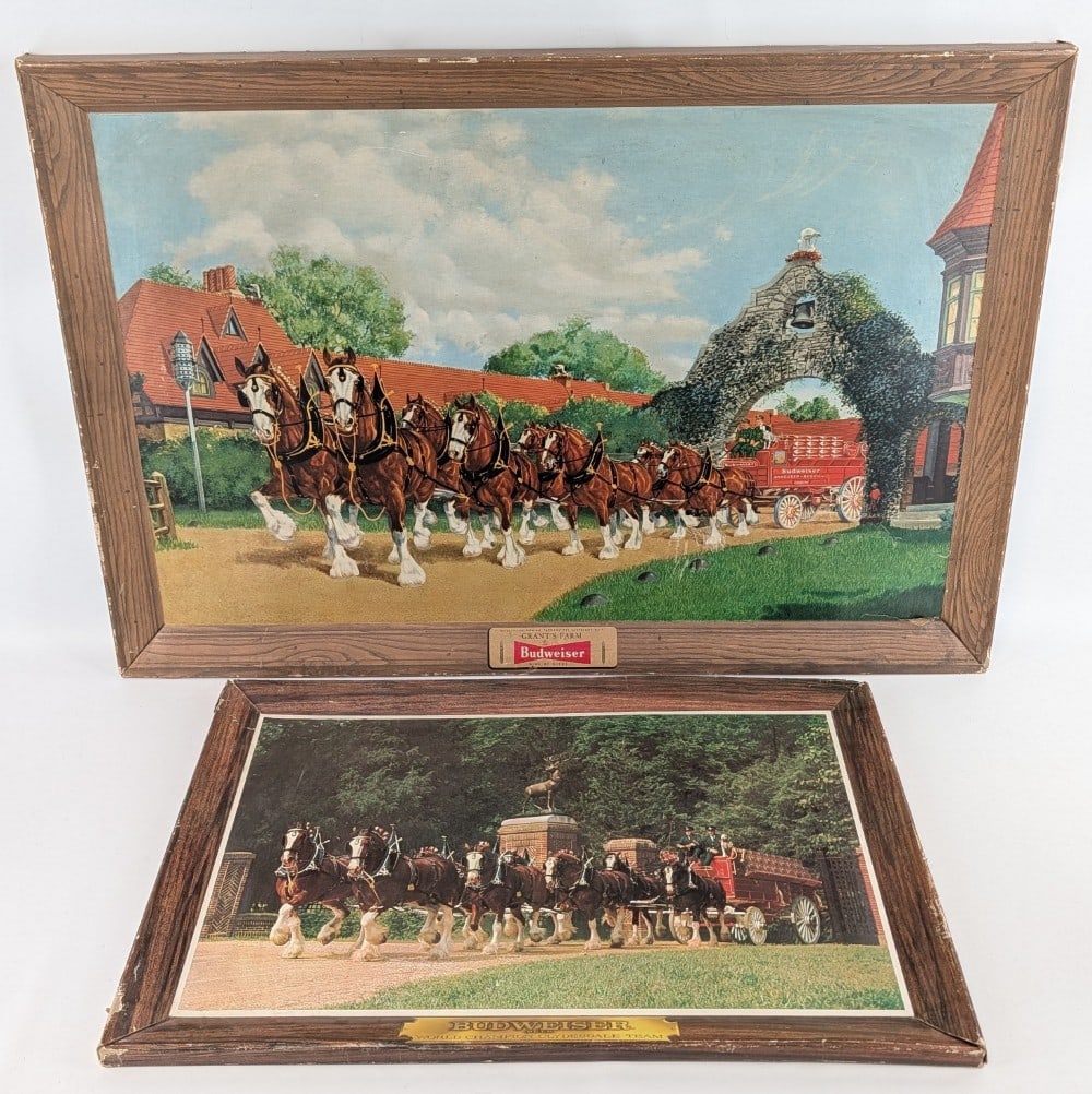 2) Vintage Budweiser Beer Clydesdale Advertising Signs (1 of 14)