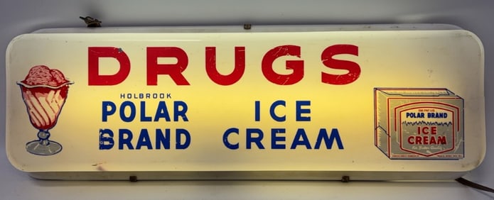 Vintage Polar Brand Ice Cream Lighted Advertising Sign