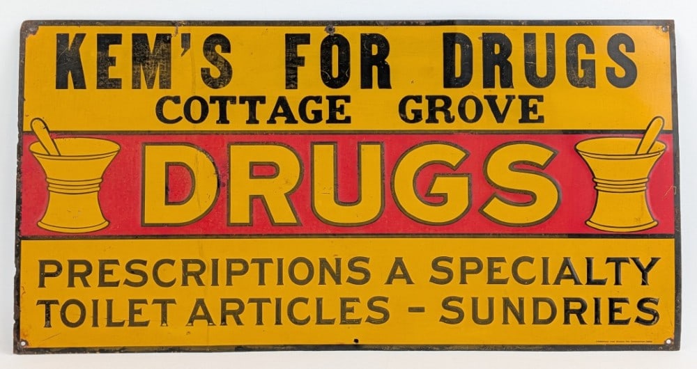 Vintage SST Kem's For Drugs Embossed Sign (1 of 7)