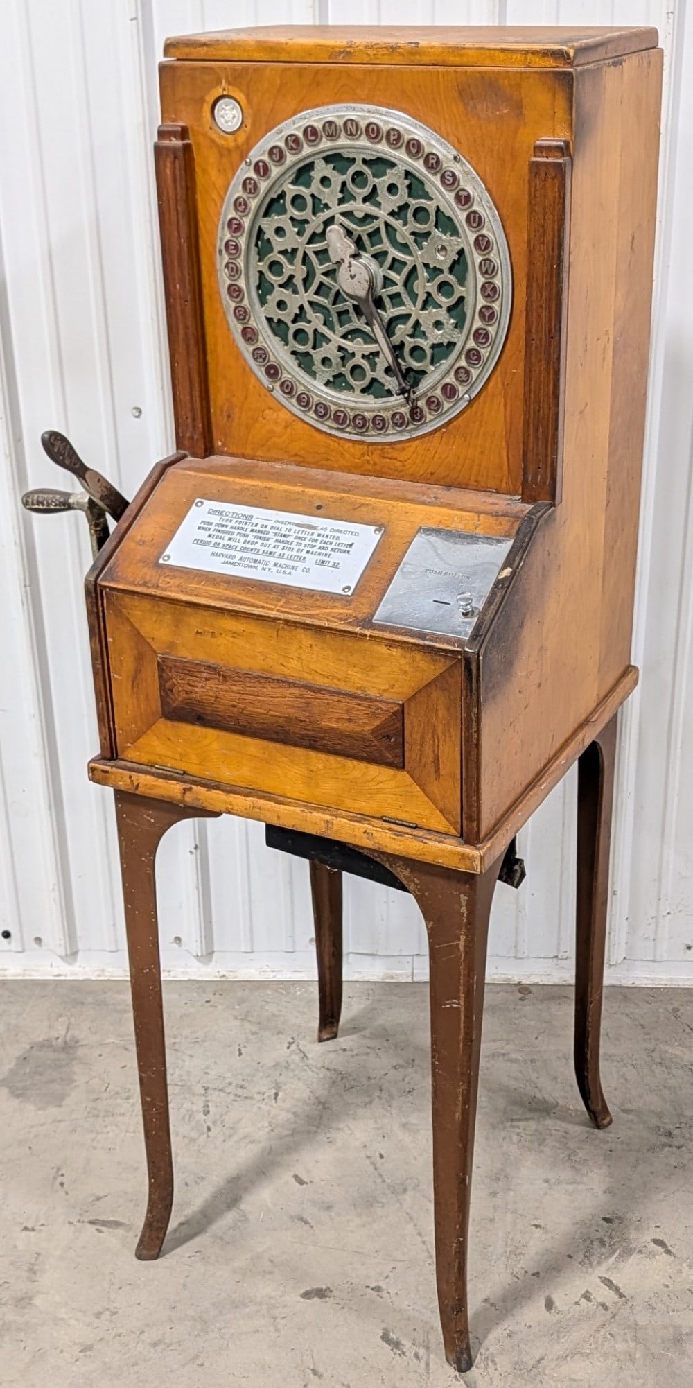 Early 10 Cent Coin Op Harvard Floor Model Stamper Machine (1 of 15)
