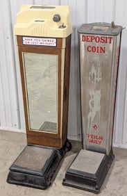 2) Vintage Coin Operated Scales / Watling / J.F. Frantz