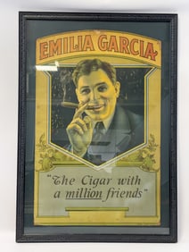 Framed Emilia Garcia Cigars Cardstock Advertising Sign