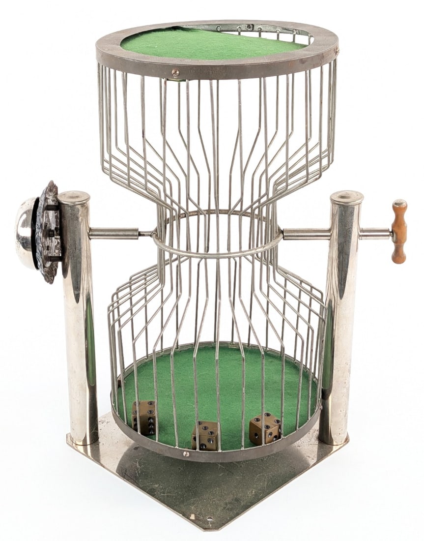 Vintage Casino Chuck-A-Luck Dice Cage Shaker With Bell (1 of 10)