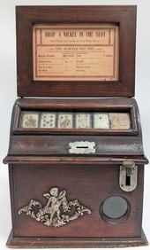 Early Mills 5 Cent Cigar 5-Reel Poker Countertop Trade Stimulator