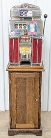 Jennings 25 Cent Club Chief Tic-Tac-Toe Lighted Slot Machine w/ Stand