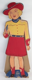 45in Vintage Smart Style Real Texan Outfit Cowgirl Western Easel Back Store Display Sign