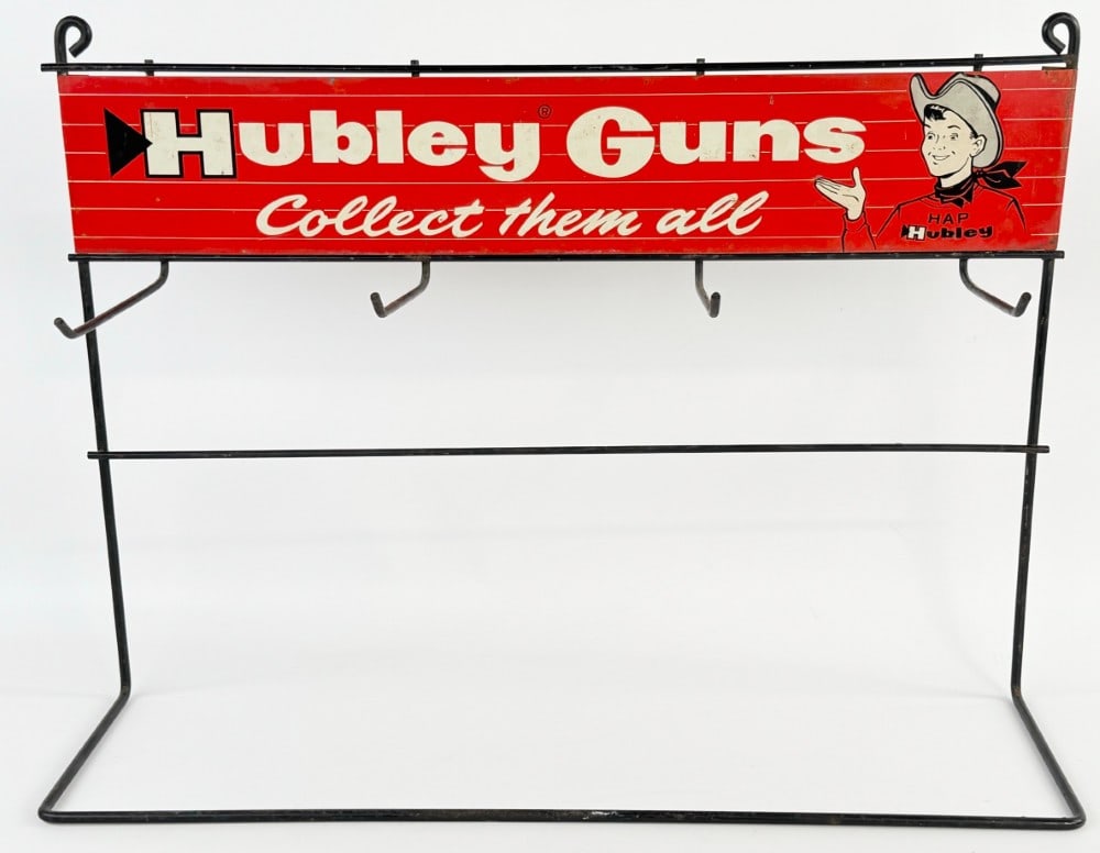 Vintage Hubley Cap Guns Countertop Store Display Rack w/ SST Topper Sign (1 of 6)
