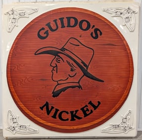 Large Vintage Guido?s Nickel Bar Sign / Colfax Ave. Colorado 69x69