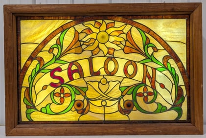 Vintage Saloon Lighted Stained Glass Sign