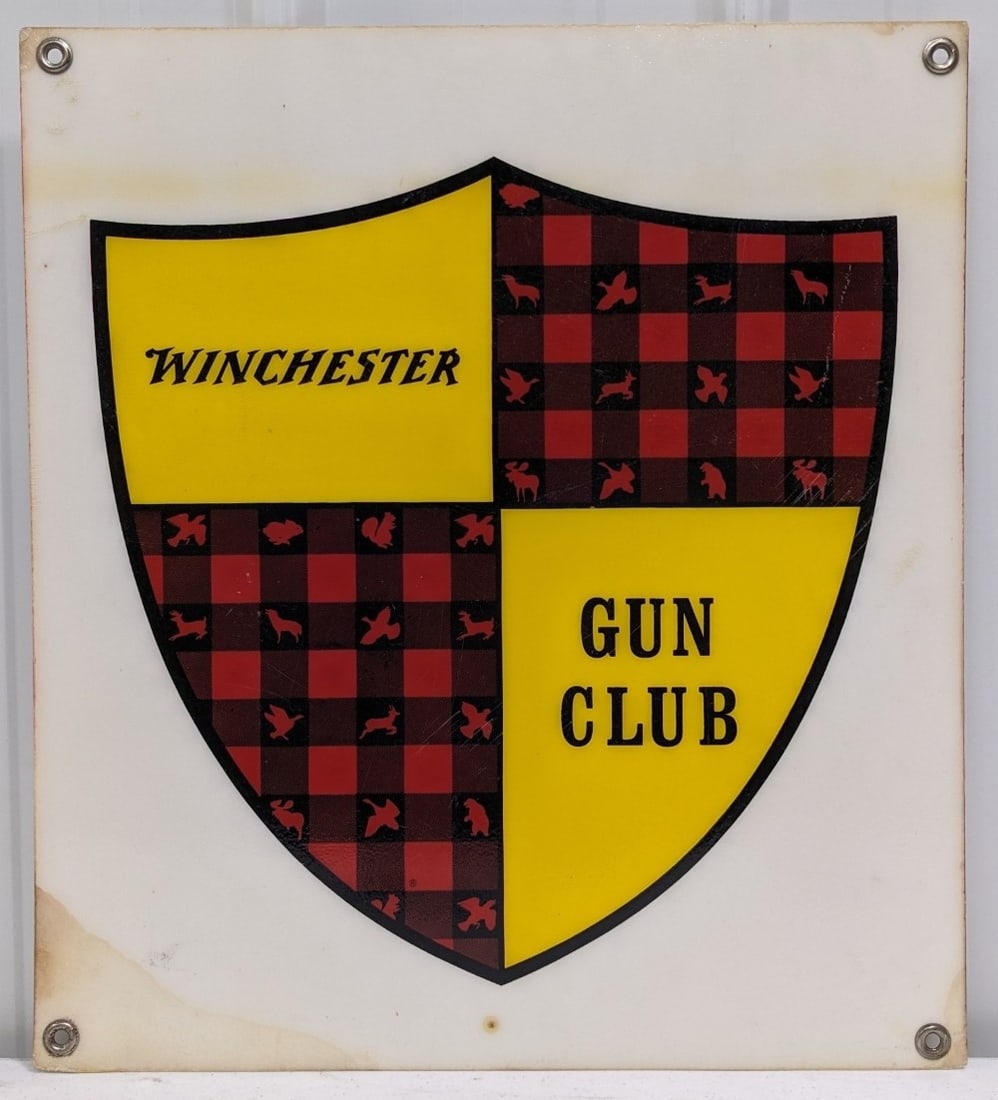 Vintage Winchester Gun Club Fiberglass Advertising Sign (1 of 6)