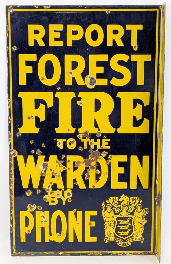 Vintage DSP New Jersey Report Forest Fire To Warden Flange Sign (1 of 10)
