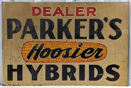Vintage SST Parker Hoosier Hybrids Advertising Sign w/ Corn Graphics