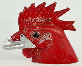 Vintage Cast Metal Pikgard Rooster / Chicken Guard Store Display Head