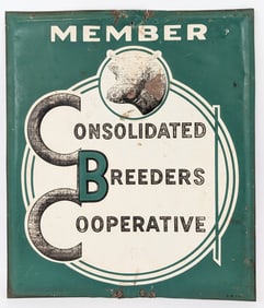 Vintage SST Consolidated Breeders Cooperative Embossed Sign