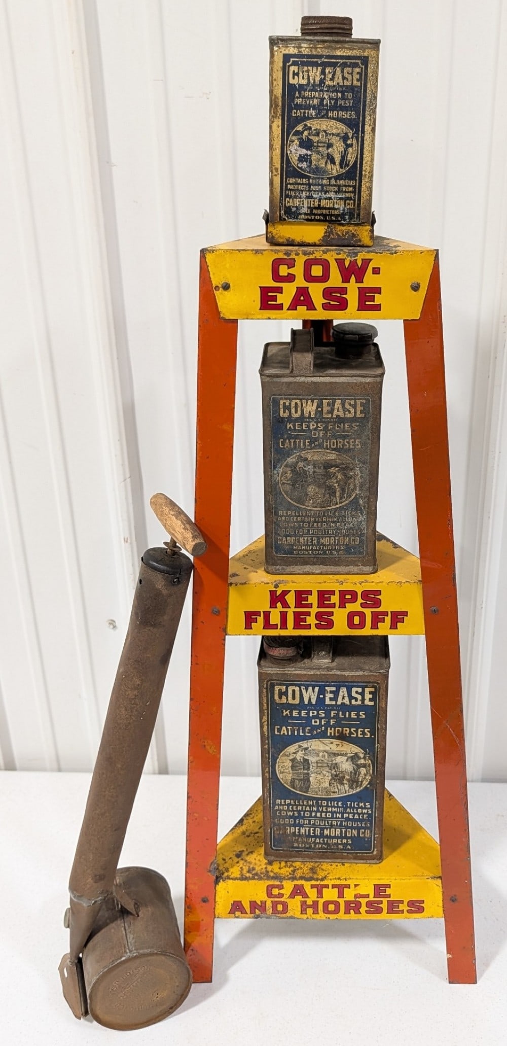 Vintage Cow-Ease Repellent Metal Store Display Rack w/ Cans (1 of 16)