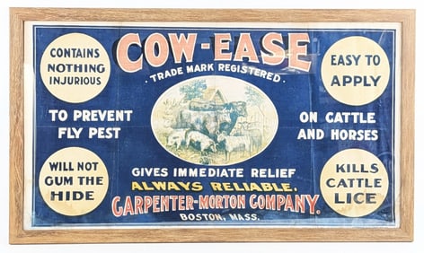 Early Cow-Ease Framed Canvas Banner w/ Graphics